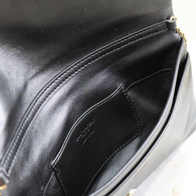 CALYPSO POUCH 24 IN BLACK LAMBSKIN GOLD LOGO