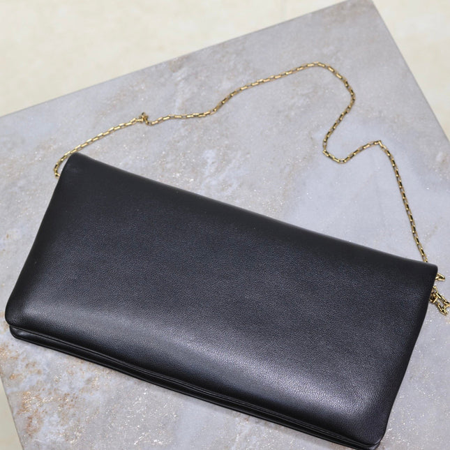 CALYPSO POUCH 24 IN BLACK LAMBSKIN GOLD LOGO