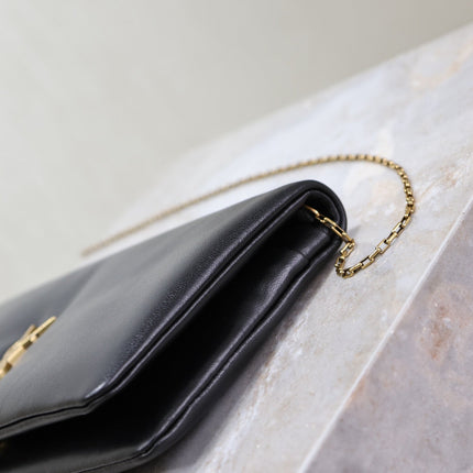 CALYPSO POUCH 24 IN BLACK LAMBSKIN GOLD LOGO