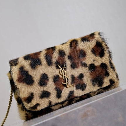 KATE SMALL BAG 20 IN LEOPARD PRINT FUR COPPER CHAIN
