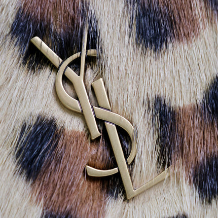 KATE SMALL BAG 20 IN LEOPARD PRINT FUR COPPER CHAIN