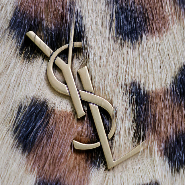 KATE SMALL BAG 20 IN LEOPARD PRINT FUR COPPER CHAIN
