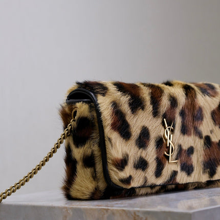 KATE SMALL BAG 20 IN LEOPARD PRINT FUR COPPER CHAIN