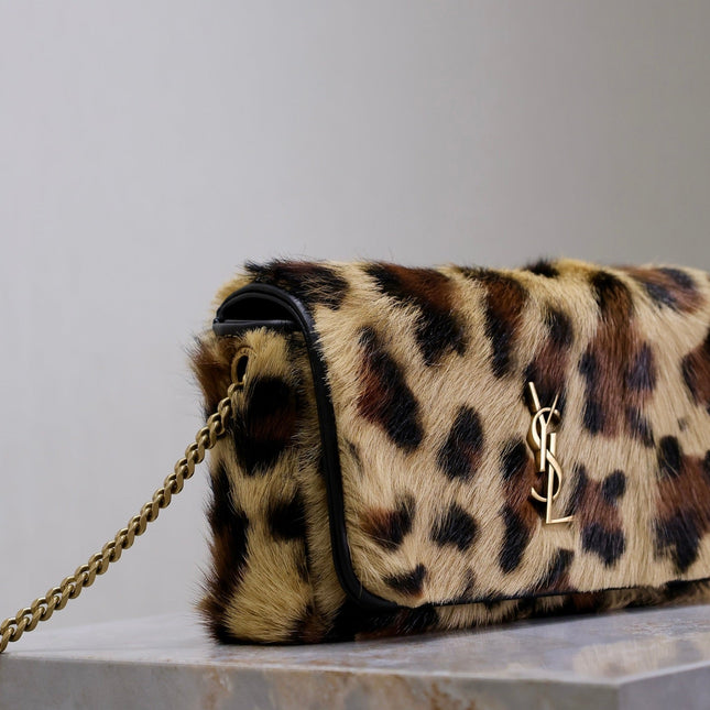 KATE SMALL BAG 20 IN LEOPARD PRINT FUR COPPER CHAIN