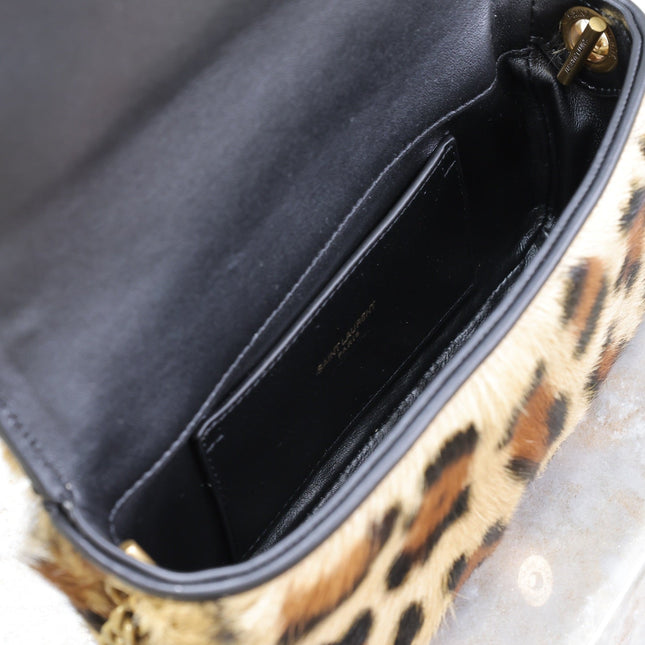 KATE SMALL BAG 20 IN LEOPARD PRINT FUR COPPER CHAIN