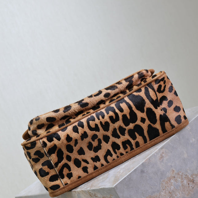 NIKI MEDIUM 28 IN LEOPARD PRINT CALFSKIN AND BROWN SUEDE TRIM