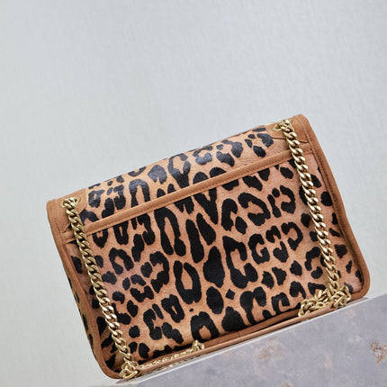 NIKI MEDIUM 28 IN LEOPARD PRINT CALFSKIN AND BROWN SUEDE TRIM