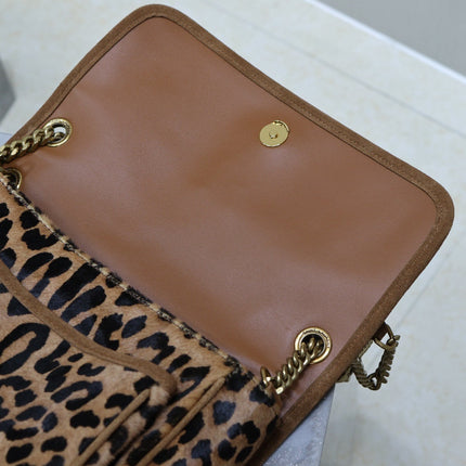 NIKI MEDIUM 28 IN LEOPARD PRINT CALFSKIN AND BROWN SUEDE TRIM