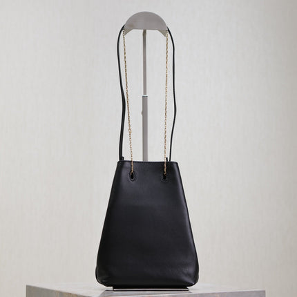 POCHON BUCKET BAG 20 IN BLACK LAMBSKIN GOLD HARDWARE