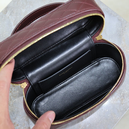 GABY MINI VANITY 18 IN AUBURN RED LAMBSKIN GOLD HARDWARE