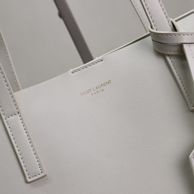 SHOPPING TOTE BAG 38 IN WHITE CALFSKIN