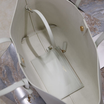 SHOPPING TOTE BAG 38 IN WHITE CALFSKIN