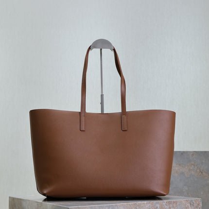 SHOPPING TOTE BAG 38 IN RED BROWN CALFSKIN