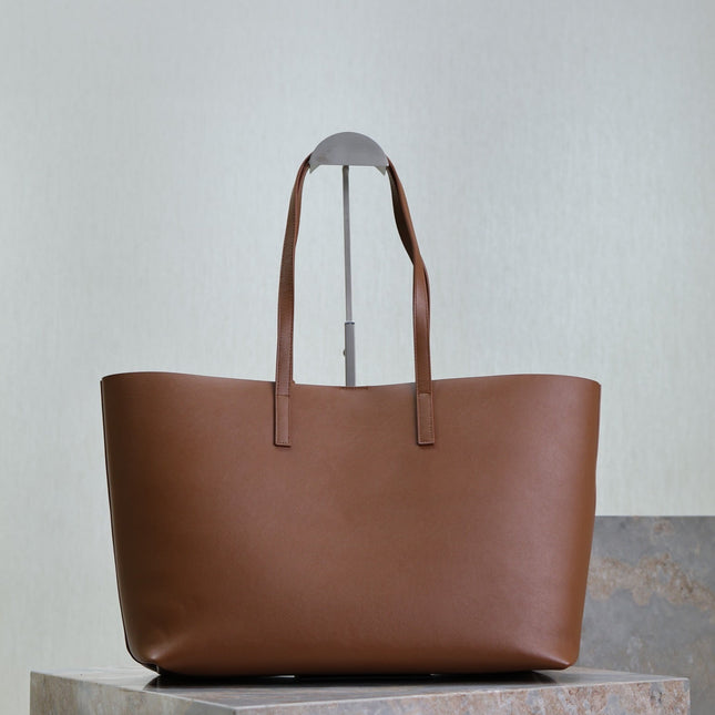 SHOPPING TOTE BAG 38 IN RED BROWN CALFSKIN