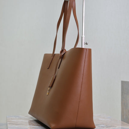 SHOPPING TOTE BAG 38 IN RED BROWN CALFSKIN
