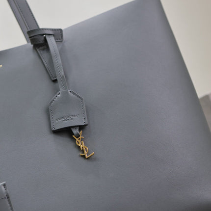 SHOPPING TOTE BAG 38 IN GRAY CALFSKIN