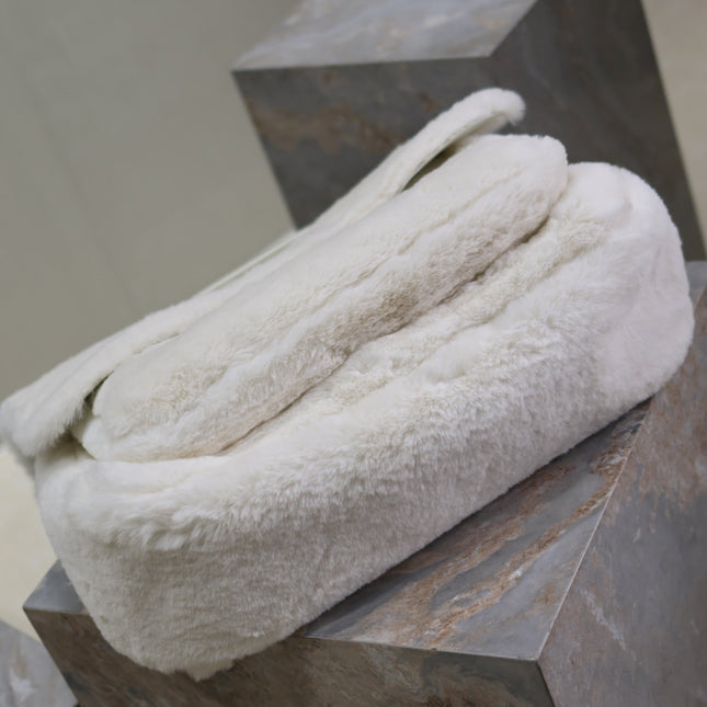 NIKI 47 IN WHITE RABBIT FUR GOLD HARDWARE