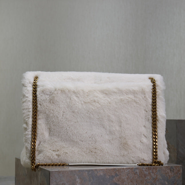 NIKI 47 IN WHITE RABBIT FUR GOLD HARDWARE