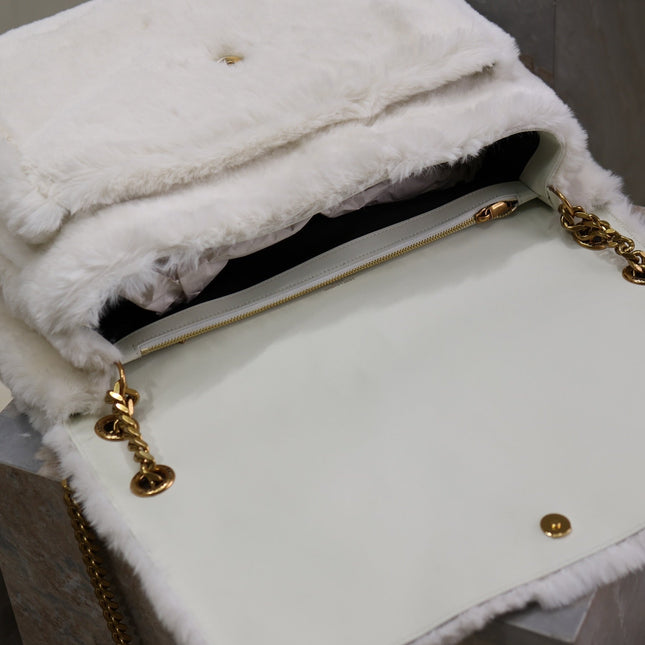 NIKI 47 IN WHITE RABBIT FUR GOLD HARDWARE