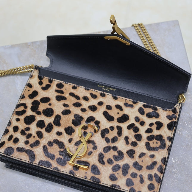 CASSANDRA CHAIN BAG 22 IN LEOPARD PRINT CALFSKIN GOLD HARDWARE