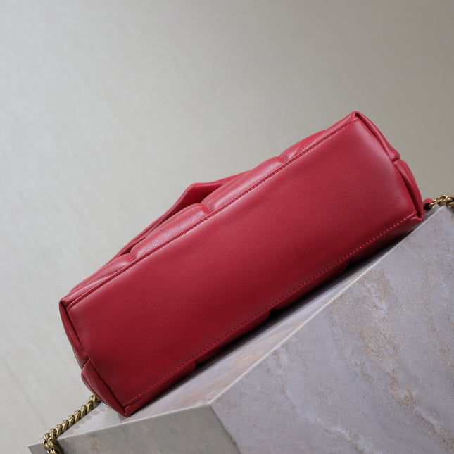PUFFER SMALL 29 IN RED LAMBSKIN GOLD HARDWARE