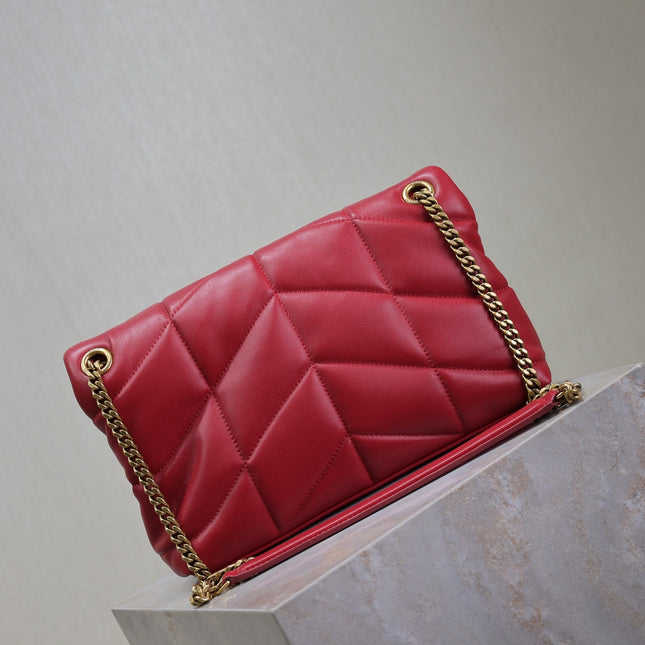 PUFFER SMALL 29 IN RED LAMBSKIN GOLD HARDWARE