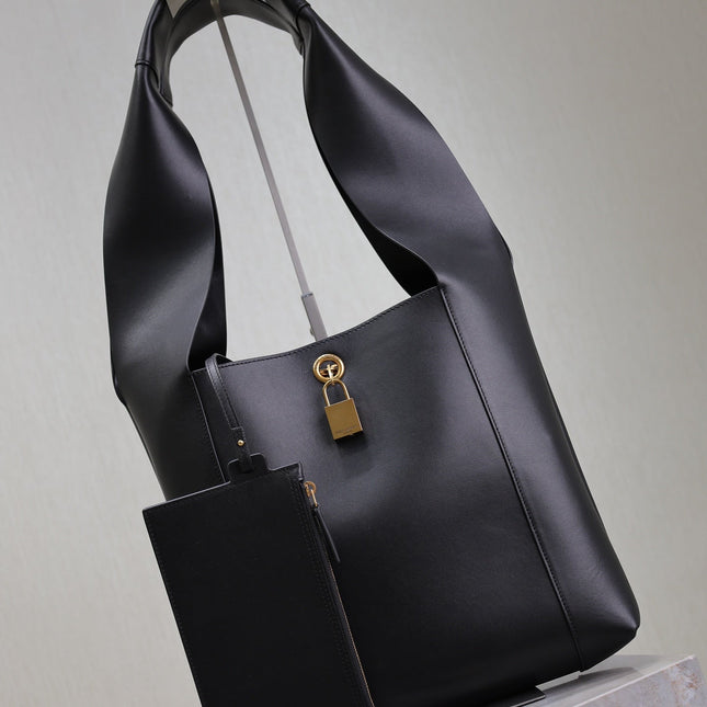 TANGER HOBO BAG 27 IN BLACK CALFSKIN
