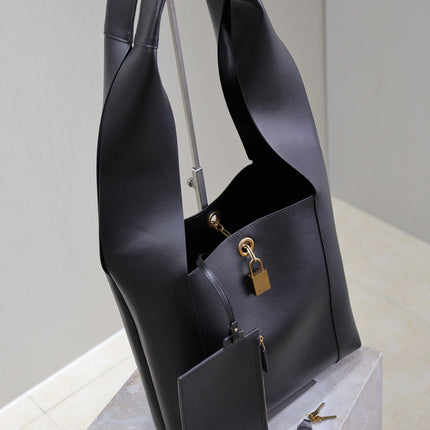 TANGER HOBO BAG 27 IN BLACK CALFSKIN