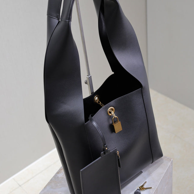 TANGER HOBO BAG 27 IN BLACK CALFSKIN