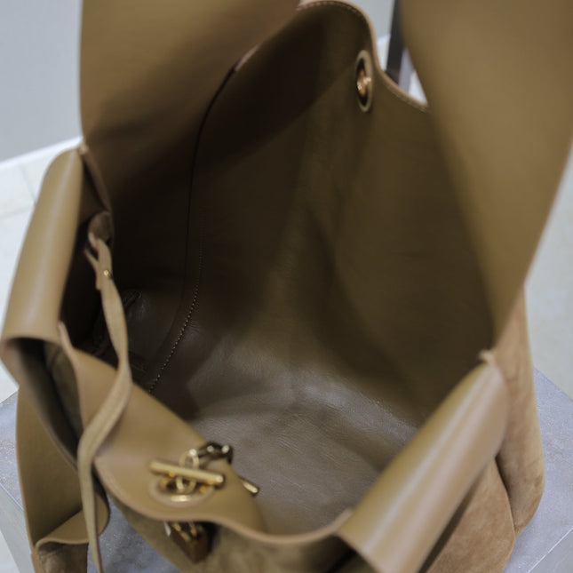 TANGER HOBO BAG 27 IN PEANUT BROWN SUEDE