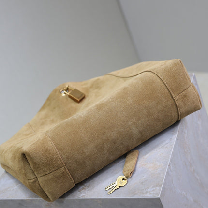 TANGER HOBO BAG 27 IN PEANUT BROWN SUEDE