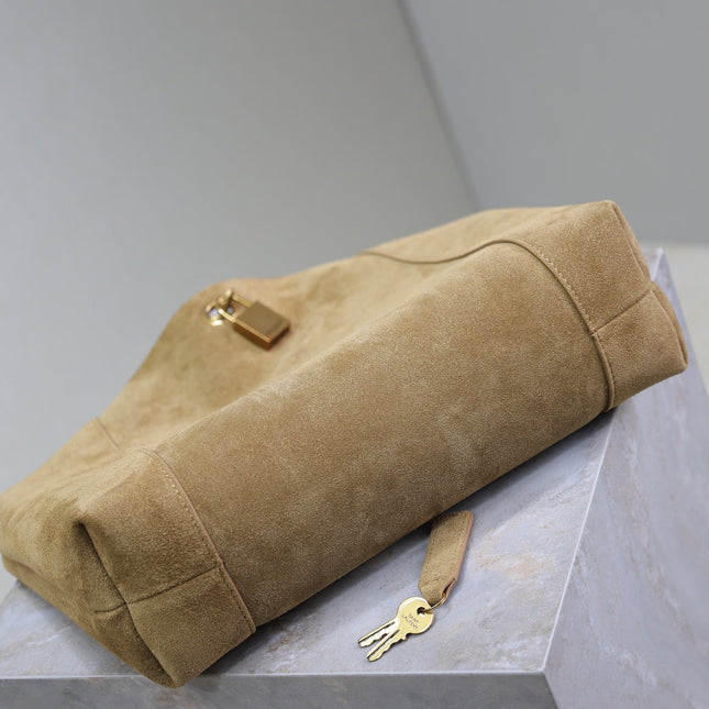 TANGER HOBO BAG 27 IN PEANUT BROWN SUEDE