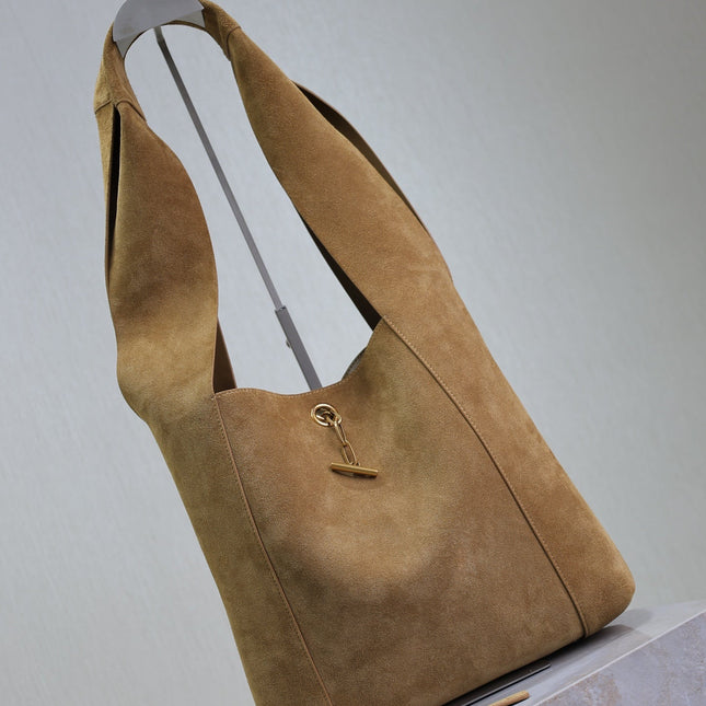 TANGER HOBO BAG 27 IN PEANUT BROWN SUEDE