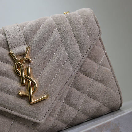 ENVELOPE SMALL CHAIN BAG 22 IN BEIGE SUEDE GOLD HARDWARE