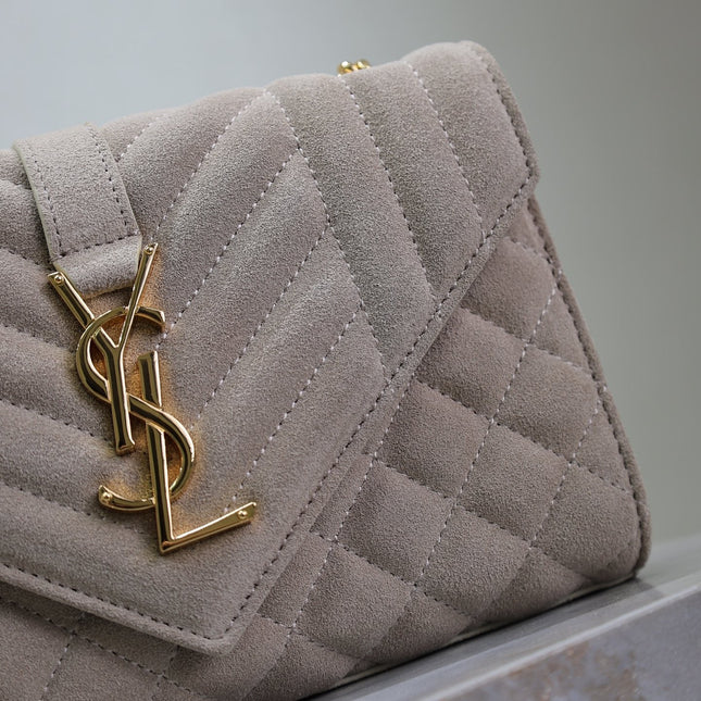 ENVELOPE SMALL CHAIN BAG 22 IN BEIGE SUEDE GOLD HARDWARE