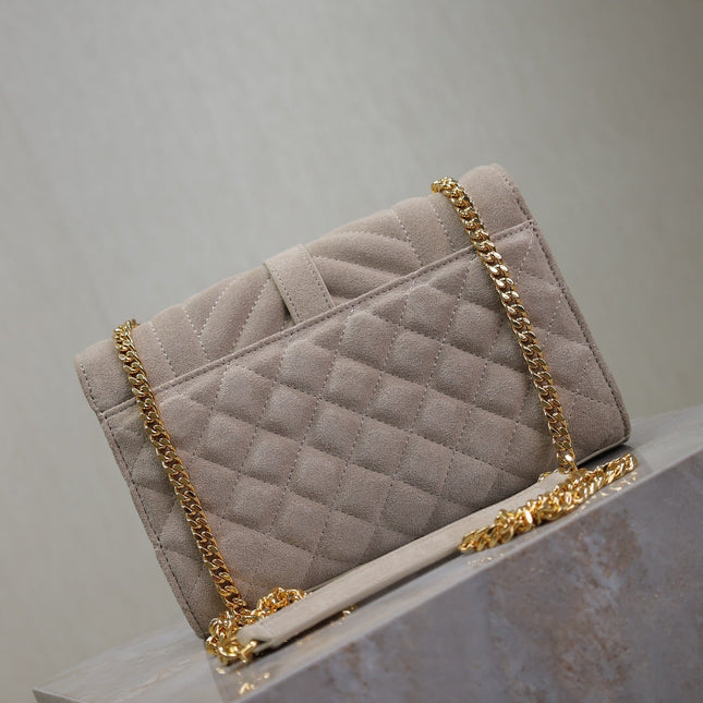 ENVELOPE SMALL CHAIN BAG 22 IN BEIGE SUEDE GOLD HARDWARE