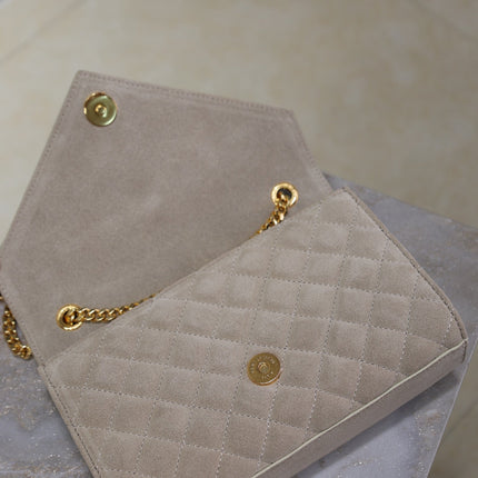 ENVELOPE SMALL CHAIN BAG 22 IN BEIGE SUEDE GOLD HARDWARE