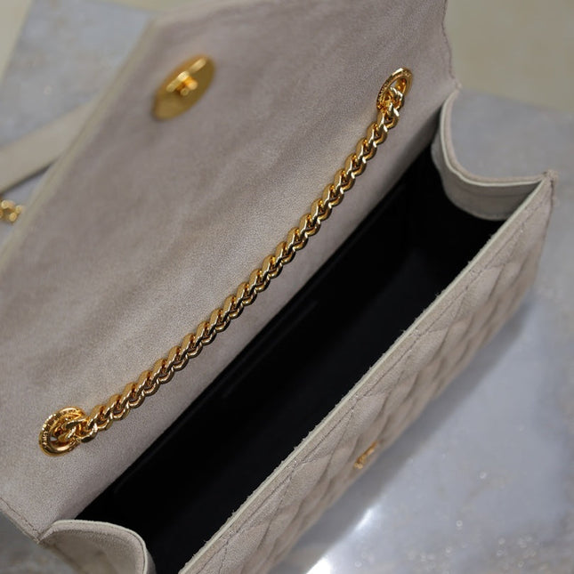 ENVELOPE SMALL CHAIN BAG 22 IN BEIGE SUEDE GOLD HARDWARE