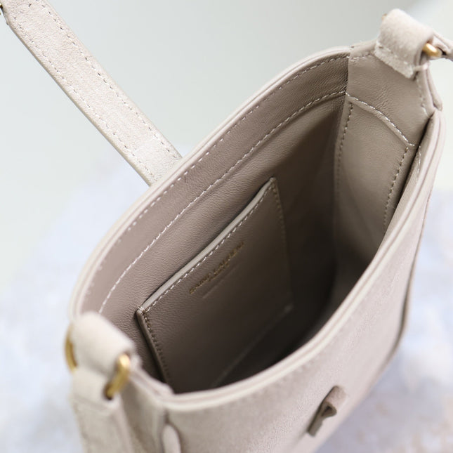 LE 5 À 7 HOBO MINI BAG 18 IN LIGHT BROWN SUEDE COPPER HARDWARE