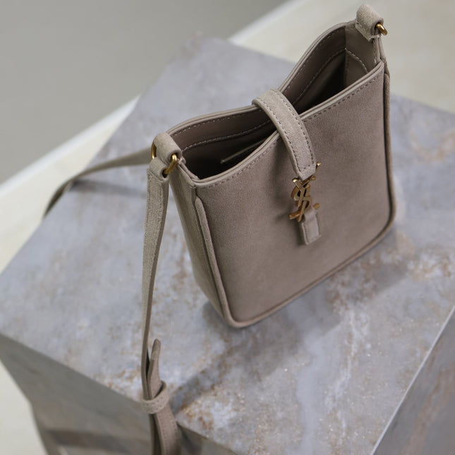 LE 5 À 7 HOBO MINI BAG 18 IN LIGHT BROWN SUEDE COPPER HARDWARE