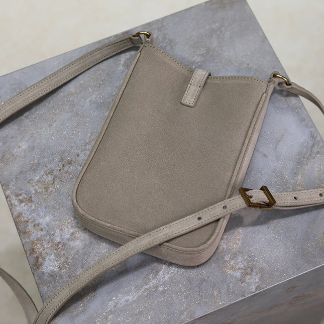 LE 5 À 7 HOBO MINI BAG 18 IN LIGHT BROWN SUEDE COPPER HARDWARE