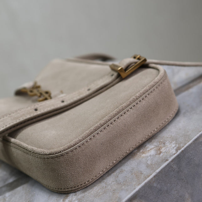 LE 5 À 7 HOBO MINI BAG 18 IN LIGHT BROWN SUEDE COPPER HARDWARE