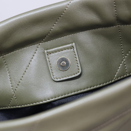 JAMIE POCHON 38 IN ARMY GREEN LAMBSKIN GOLD HARDWARE
