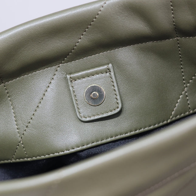 JAMIE POCHON 38 IN ARMY GREEN LAMBSKIN GOLD HARDWARE