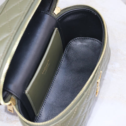 GABY MINI VANITY BAG 18 IN ARMY GREEN LAMBSKIN