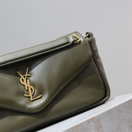 CALYPSO CHAIN BAG 26 IN ARMY GREEN SMOOTH LAMBSKIN