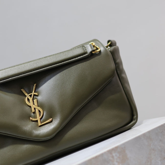 CALYPSO CHAIN BAG 26 IN ARMY GREEN SMOOTH LAMBSKIN