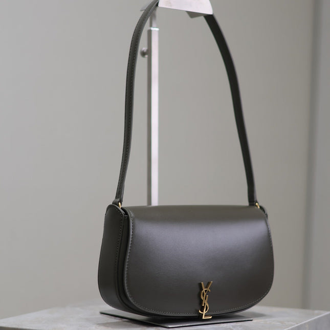 MINI VOLTAIRE IN BOX 17 IN KOMBU GREEN CALFSKIN GOLD LOGO