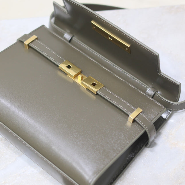 MANHATTAN IN BOX SMALL 24 IN KOMBU GREEN CALFSKIN GOLD HARDWARE