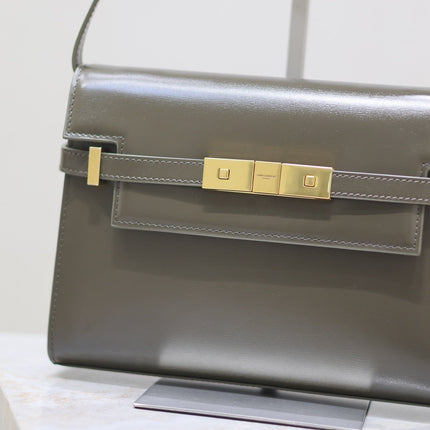 MANHATTAN IN BOX SMALL 24 IN KOMBU GREEN CALFSKIN GOLD HARDWARE